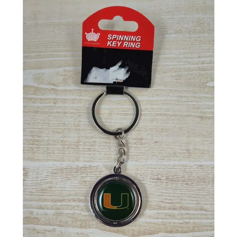 University of Miami Hurricanes Aminco Spinning Key Ring Keychain NCAA Gift
